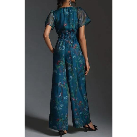 Anthropologie Pants - NWT Anthropologie Teal Floral Jumpsuit